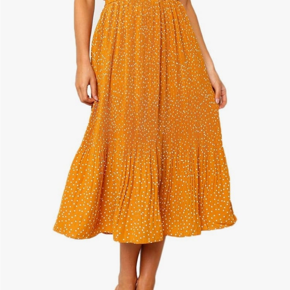 Elegant Orange Pleated Skirt